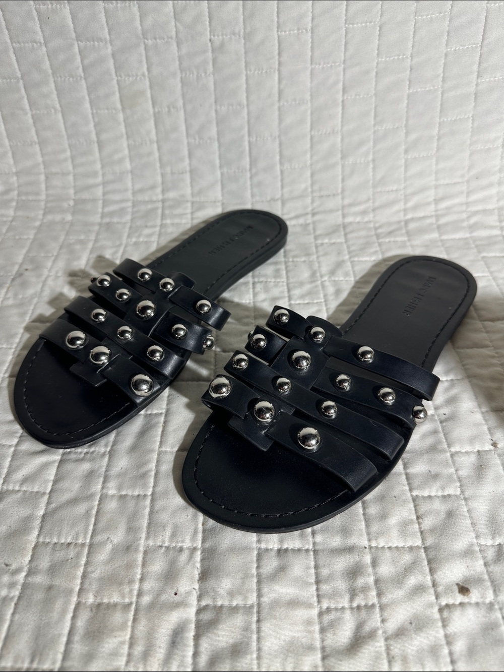 Marc Fisher Perth slide sandals Black Studded Slide Sandals
